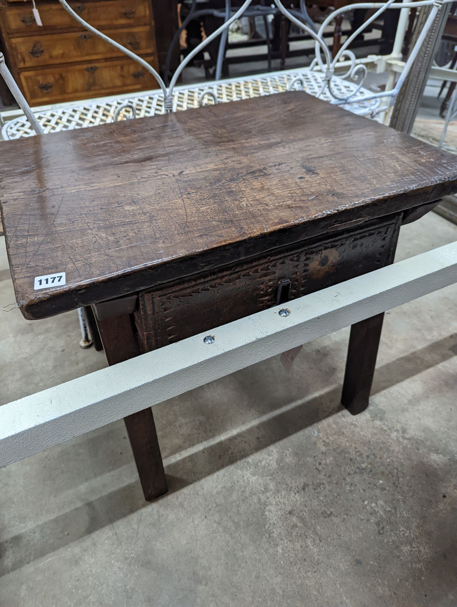 A pair of Spanish style fruitwood side tables (wormed), width 66cm, depth 50cm, height 56cm